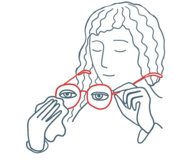 Try on the therapist's glasses