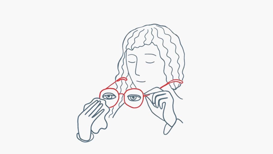 Try on the therapist's glasses